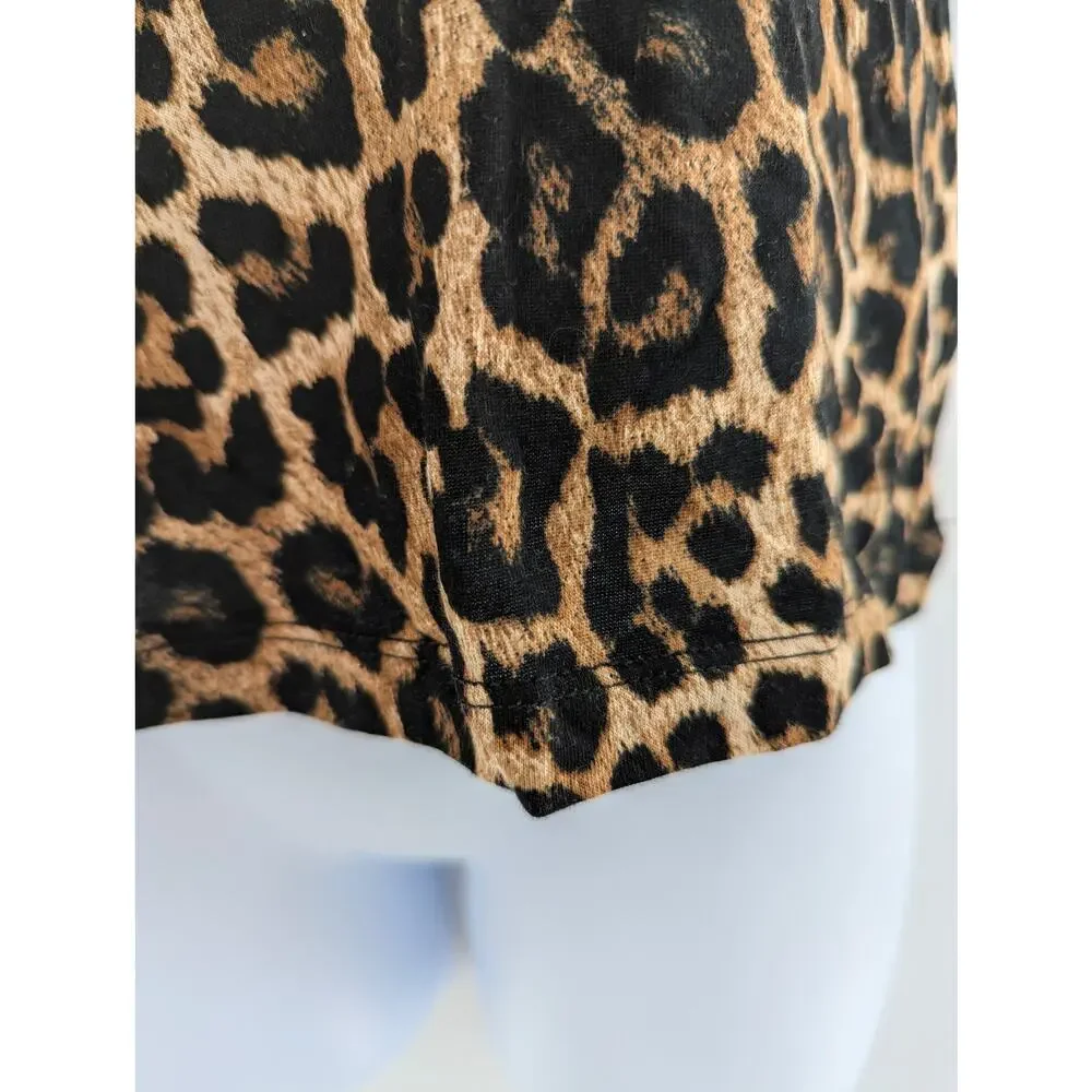 Michael Kors Leopard Print Faux Leather Sleeves Size XS - Picture 9 of 15